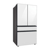 Smart Bespoke French 4-Door Refrigerator with Customizable Panel Colors and Beverage Center in White Glass, 29 cu-ft