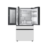 Smart Bespoke French 4-Door Refrigerator with Customizable Panel Colors and Beverage Center in White Glass, 29 cu-ft