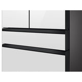 Smart Bespoke French 4-Door Refrigerator with Customizable Panel Colors and Beverage Center in White Glass, 29 cu-ft
