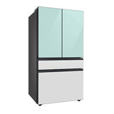 Smart Bespoke French 4-Door Refrigerator with Customizable Panel Colors and Beverage Center in White Glass, 29 cu-ft