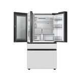 Smart Bespoke French 4-Door Refrigerator with Customizable Panel Colors and Beverage Center in White Glass, 29 cu-ft