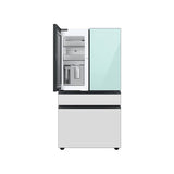 Smart Bespoke French 4-Door Refrigerator with Customizable Panel Colors and Beverage Center in White Glass, 29 cu-ft