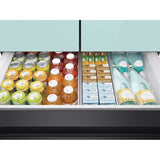 Smart Bespoke French 4-Door Refrigerator with Customizable Panel Colors and Beverage Center in White Glass, 29 cu-ft
