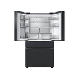 Bespoke Smart French 4-Door Refrigerator, Family Hub in Charcoal Glass Top and Matte Black Steel Middle and Bottom Panels, 29 cu-ft