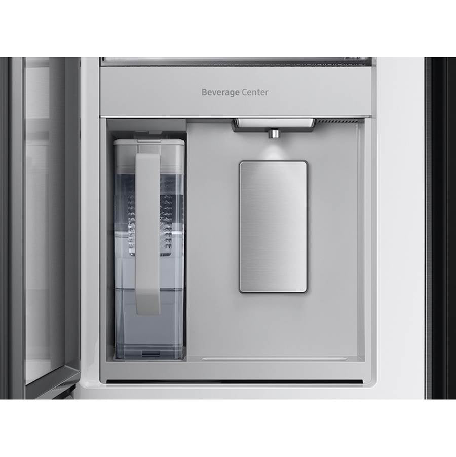 Bespoke Smart French 4-Door Refrigerator, Family Hub in Charcoal Glass Top and Matte Black Steel Middle and Bottom Panels, 29 cu-ft