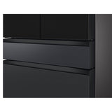 Bespoke Smart French 4-Door Refrigerator, Family Hub in Charcoal Glass Top and Matte Black Steel Middle and Bottom Panels, 29 cu-ft