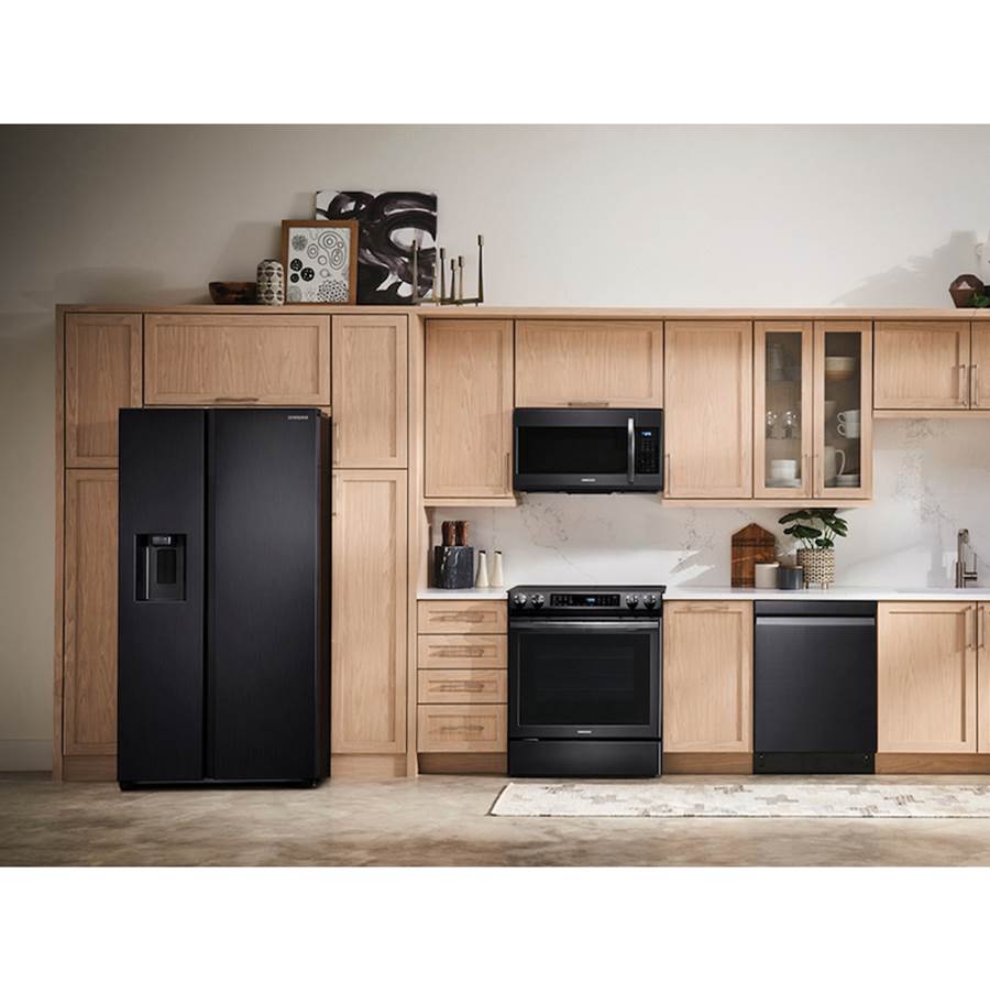 Side by Side Refrigerator All Around Cooling DOE, Black Stainless, 27 cu-ft