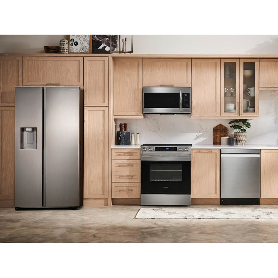 Side by Side Refrigerator All Around Cooling DOE, Black Stainless, 27 cu-ft