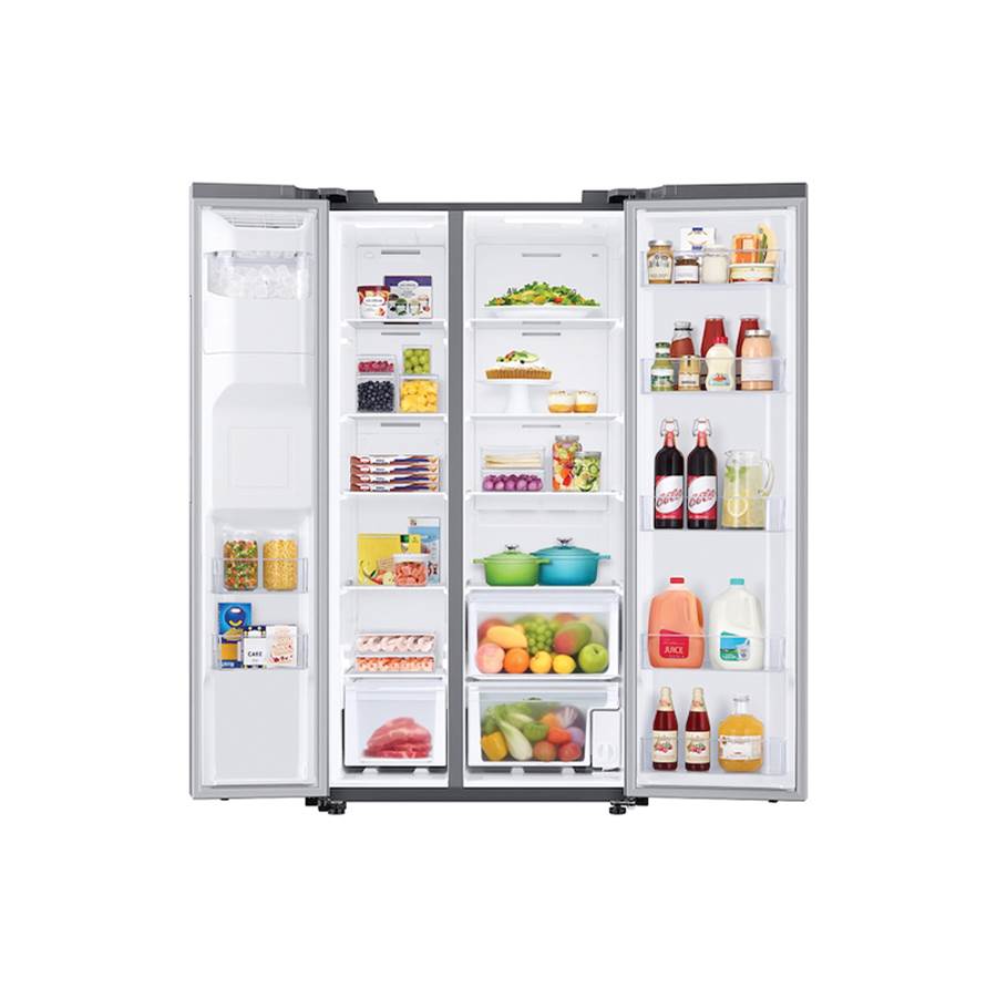 Side by Side Refrigerator All Around Cooling DOE, Black Stainless, 27 cu-ft