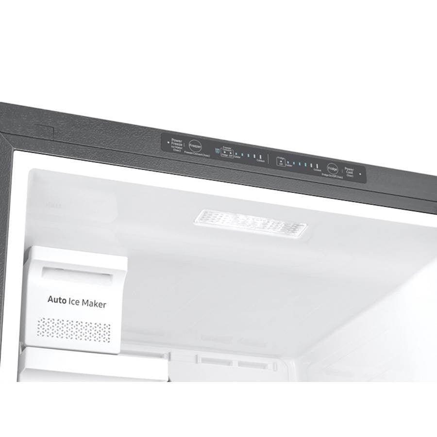 Factory installed Ice Maker, Top Mount, Black Stainless, 18 cu-ft