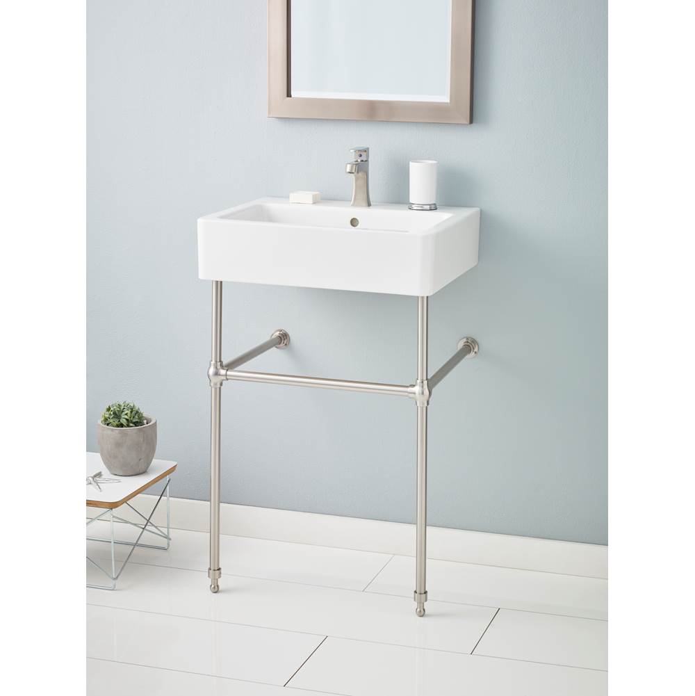 Cheviot Products - Nuovella Console Sink, 23.5'', White, Single Hole Drilling, Chrome Legs - Chrome