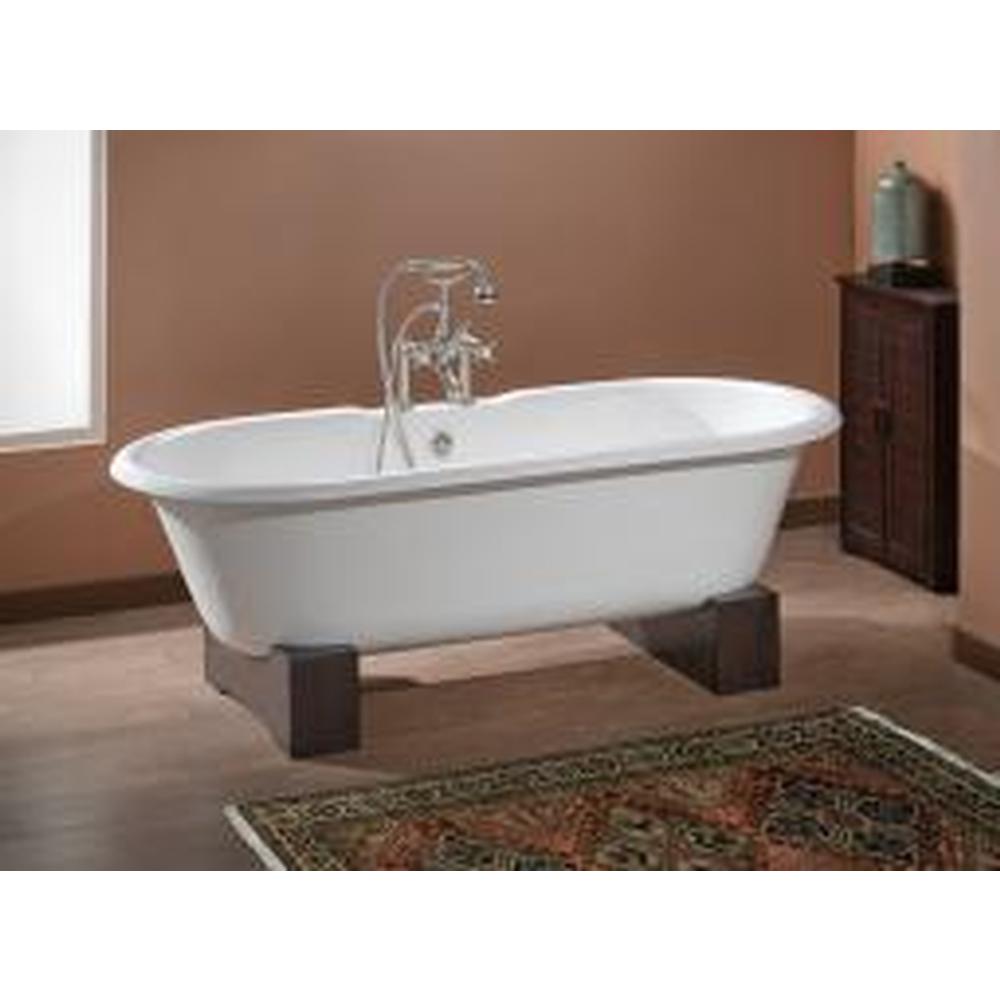 Cheviot Products - REGAL Cast Iron Bathtub with Faucet Holes - White Interior with White Exterior and Brushed Nickel Feet