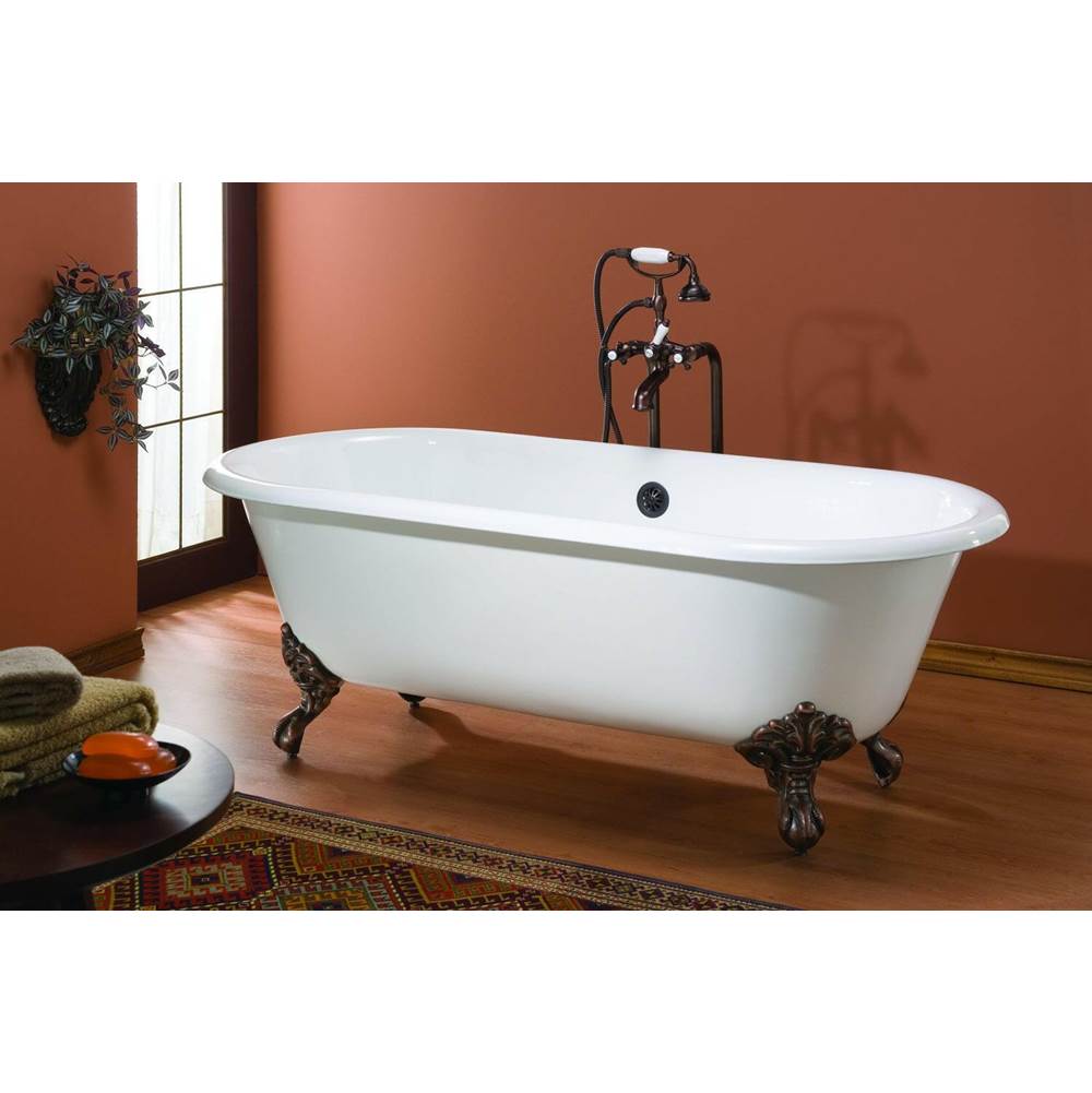 Cheviot Products - Regal Tub, 61'', White, Roll Rim, Satin Brass Feet