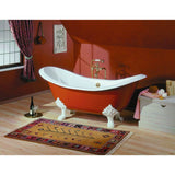Cheviot Products - REGENCY Cast Iron Bathtub with Lion Feet and Faucet Holes - White Interior with Custom Colour Exterior and Antique Bronze Feet