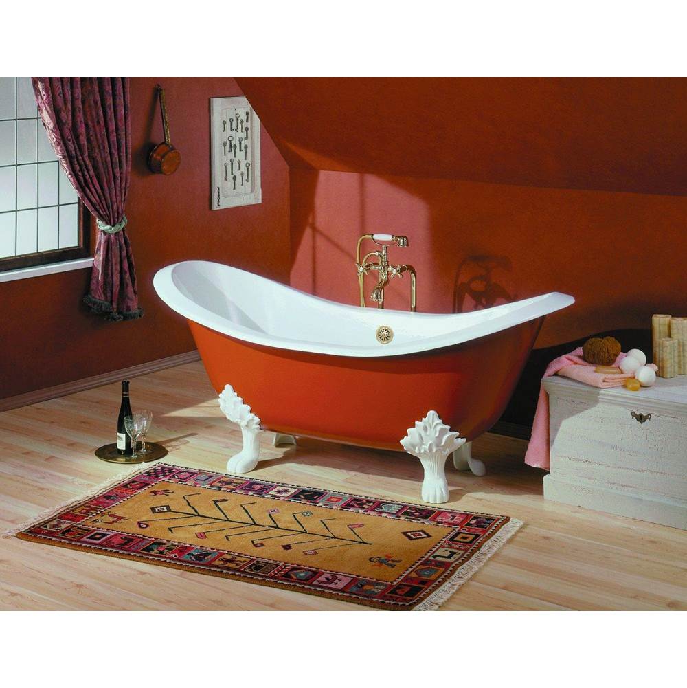 Cheviot Products - REGENCY Cast Iron Bathtub with Lion Feet and Faucet Holes - White Interior with Custom Colour Exterior and White Feet