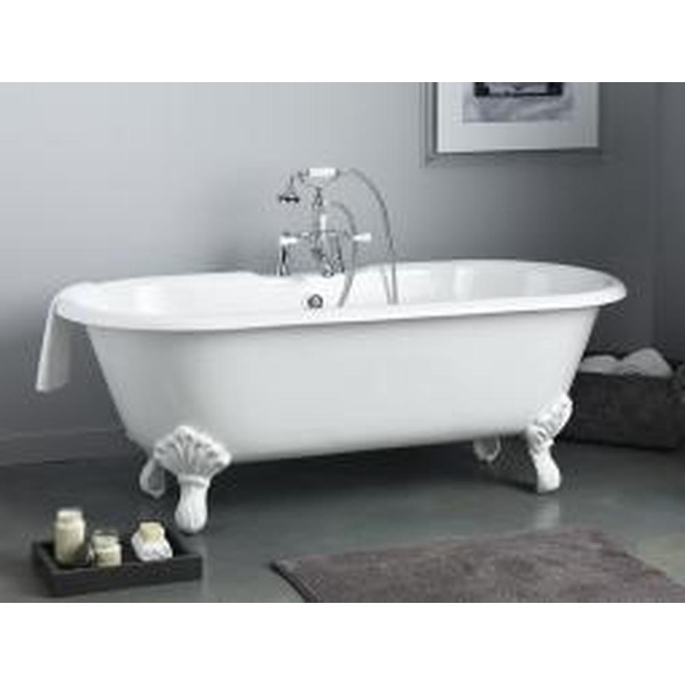 Cheviot Products - REGAL Cast Iron Bathtub with Continuous Rolled Rim and Shaughnessy Feet - White Interior with Custom Colour Exterior and White Feet