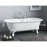 Cheviot Products - REGAL Cast Iron Bathtub with Continuous Rolled Rim and Shaughnessy Feet - White Interior with Custom Colour Exterior and White Feet