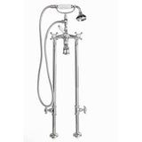 Cheviot Products - 5100 SERIES Extra-Tall Free-Standing Tub Filler with Stop Valves - Cross Handles - Porcelain Accents - Chrome