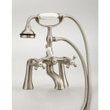 Cheviot Products - 5100 SERIES Offset Deck-Mount Tub Filler - Lever Handles - Porcelain Accents - Polished Brass