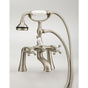 Cheviot Products - 5100 SERIES Offset Deck-Mount Tub Filler - Lever Handles - Porcelain Accents - Polished Brass