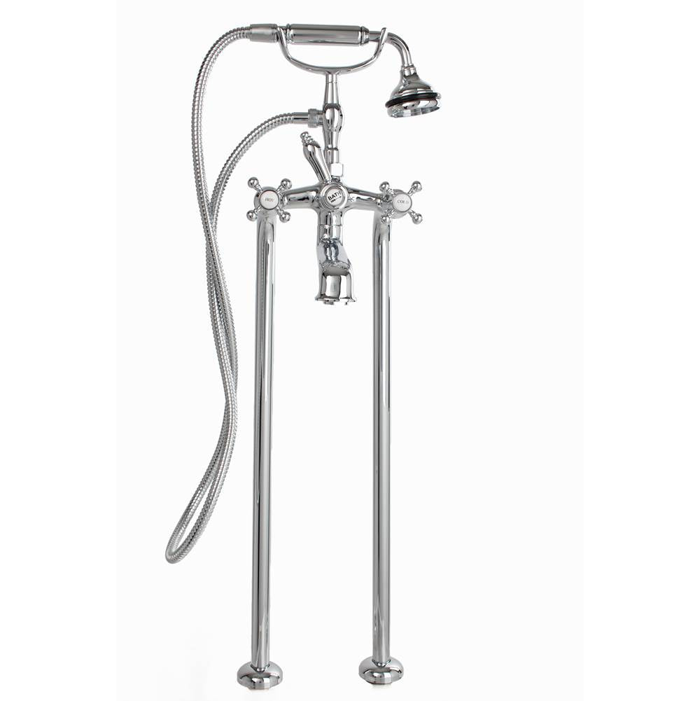 Cheviot Products - 5100 SERIES Free-Standing Tub Filler - Cross Handles - Metal Accents - Chrome