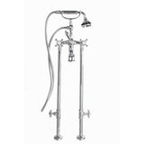 Cheviot Products - 5100 SERIES Extra-Tall Free-Standing Tub Filler with Stop Valves - Cross Handles - Metal Accents - Chrome