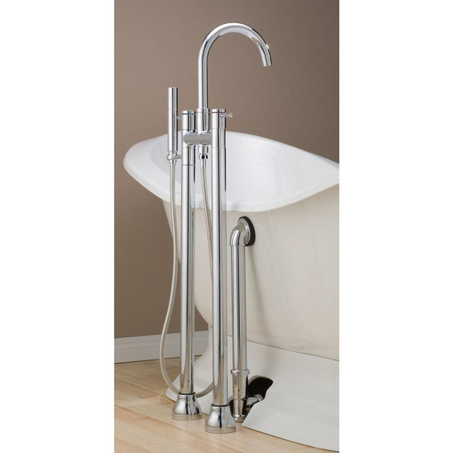 Cheviot Products - CONTEMPORARY Dual-Post Free-Standing Tub Filler - Polished Nickel