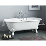 Cheviot Products - REGAL Cast Iron Bathtub with Continuous Rolled Rim and Shaughnessy Feet - White Interior with White Exterior and White Feet