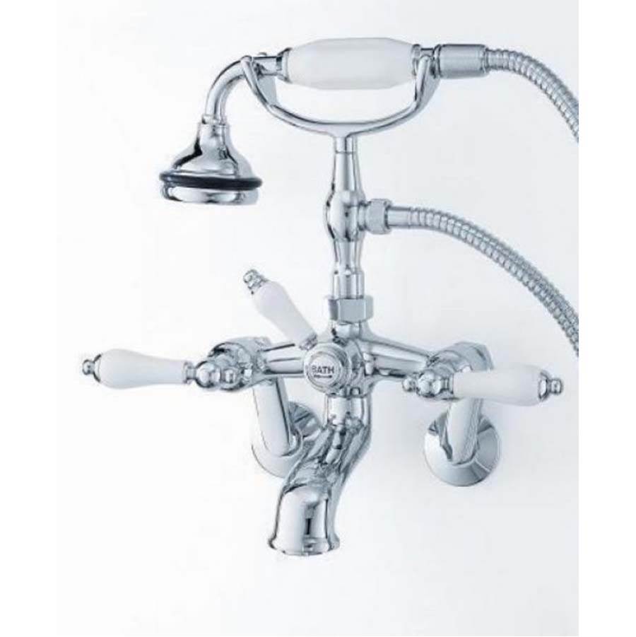 Cheviot Products - 5100 SERIES Wall-Mount Tub Filler - Lever Handles - Porcelain Accents - Satin Brass