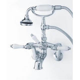 Cheviot Products - 5100 SERIES Wall-Mount Tub Filler - Lever Handles - Porcelain Accents - Satin Brass