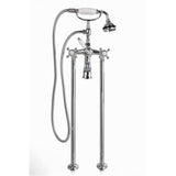 Cheviot Products - 5100 SERIES Free-Standing Tub Filler - Cross Handles - Porcelain Accents - Brushed Nickel
