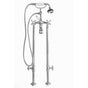 Cheviot Products - 5100 SERIES Free-Standing Tub Filler with Stop Valves - Cross Handles - Porcelain Accents - Satin Brass