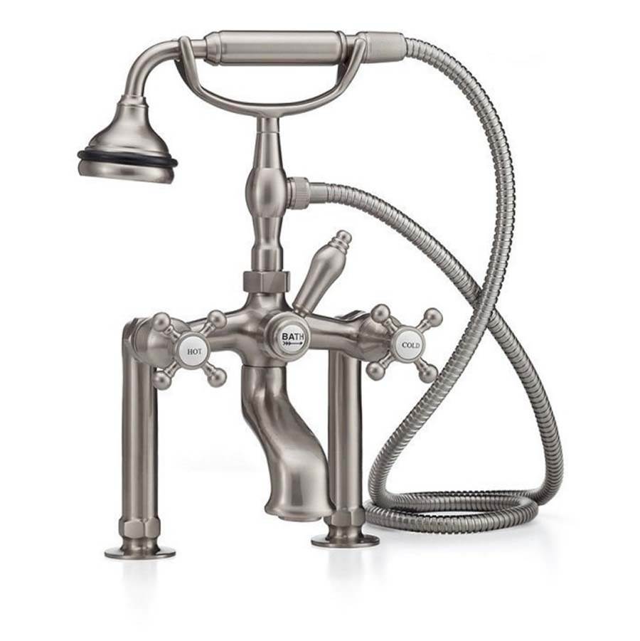 Cheviot Products - 5100 SERIES Wall-Mount Tub Filler - Cross Handles - Metal Accents - Satin Brass
