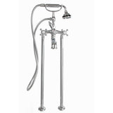 Cheviot Products - 5100 SERIES Free-Standing Tub Filler - Cross Handles - Metal Accents - Brushed Nickel