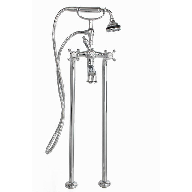 Cheviot Products - 5100 SERIES Free-Standing Tub Filler - Cross Handles - Metal Accents - Brushed Nickel