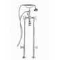 Cheviot Products - 5100 SERIES Extra-Tall Free-Standing Tub Filler with Stop Valves - Lever Handles - Metal Accents - Satin Brass