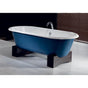 Cheviot Products - REGAL Cast Iron Bathtub with Wooden Base and Faucet Holes - White Interior with White Exterior