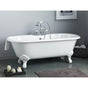 Cheviot Products - REGAL Cast Iron Bathtub with Faucet Holes and Shaughnessy Feet - Biscuit Interior with Custom Colour Exterior and White Feet