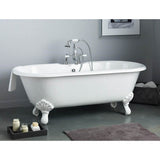 Cheviot Products - REGAL Cast Iron Bathtub with Faucet Holes and Shaughnessy Feet - Biscuit Interior with Custom Colour Exterior and White Feet