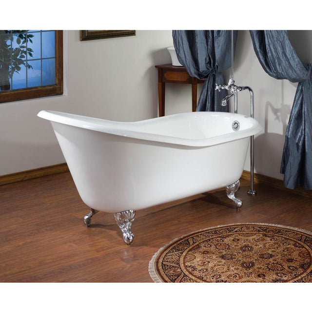 Cheviot Products - 5100 SERIES Free-Standing Tub Filler with Stop Valves - Lever Handles - Porcelain Accents - Satin Brass