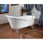 Cheviot Products - SLIPPER Cast Iron Bathtub with Faucet Holes - White Interior with White Exterior and White Feet