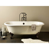 Cheviot Products - REGAL Cast Iron Bathtub with Continuous Rolled Rim - Biscuit Interior with Custom Colour Exterior and White Feet