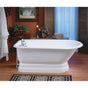 Cheviot Products - TRADITIONAL Cast Iron Bathtub with Pedestal Base and Continuous Rolled Rim - White Interior with White Exterior
