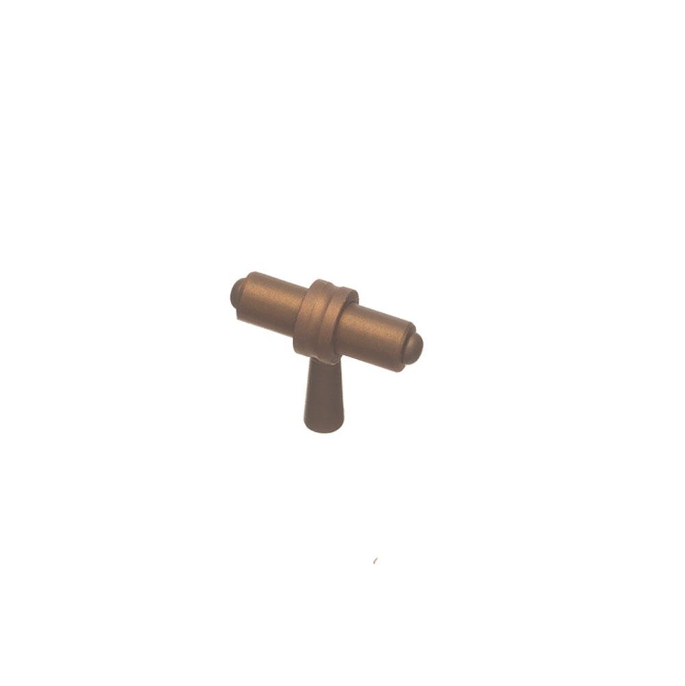 Colonial Bronze - 1.4375'' overall, 0.375'' diameter Round, collared T Cabinet Knob with tapered post hand finished in Matte Light Statuary Bronze and Matte Light Statuary Bronze - Matte Light Statuary Bronze,Matte Light Statuary Bronze