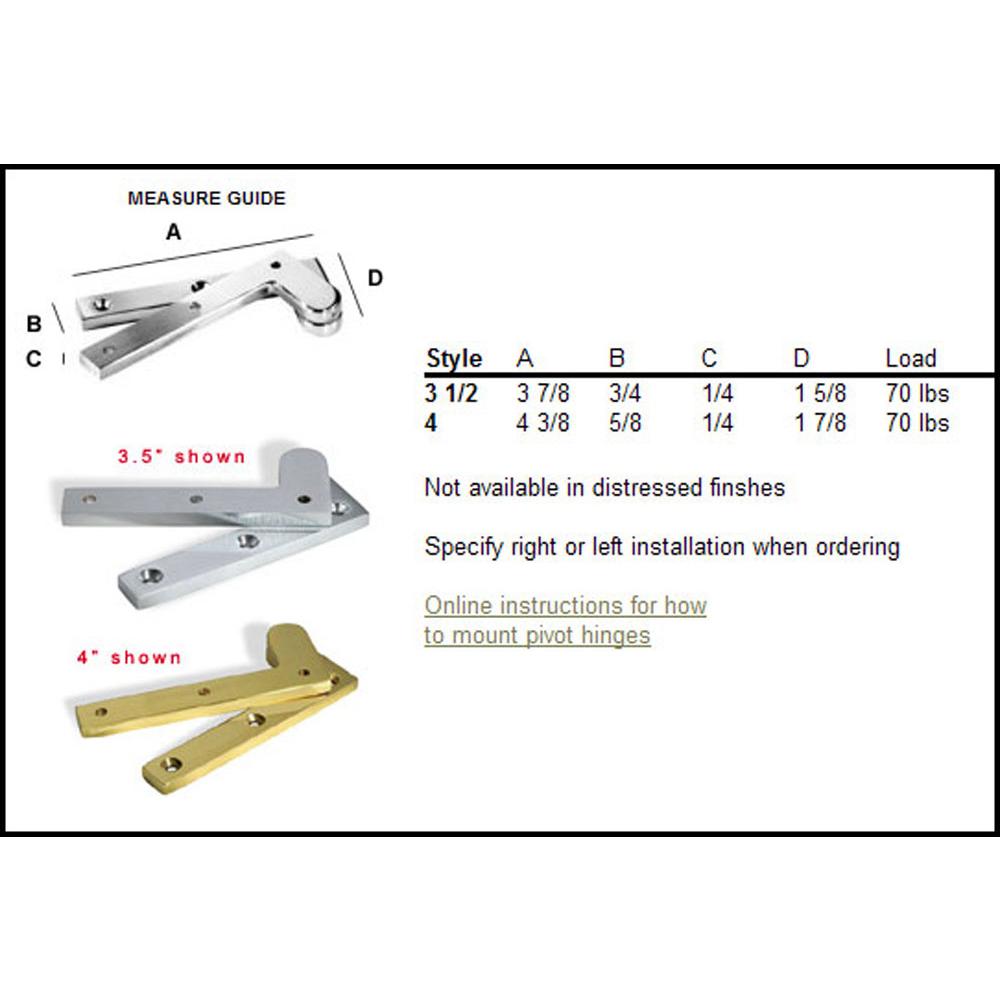 Colonial Bronze - 3.875'' overall Fixed pin pivot Hinge hand finished in Distressed Pewter - Distressed Pewter