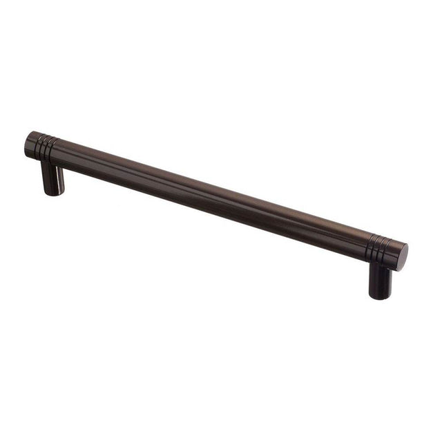 Colonial Bronze - 8'' center-to-center, 9'' overall, 0.625'' diameter Round, grooved Cabinet Pull, Appliance Pull, Door Pull, Shower Door Pull with straight posts hand finished in Heritage Bronze - Heritage Bronze