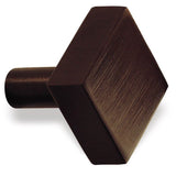 Colonial Bronze - 1'' Square Cabinet Knob with straight post hand finished in Matte Satin Bronze - Matte Satin Bronze