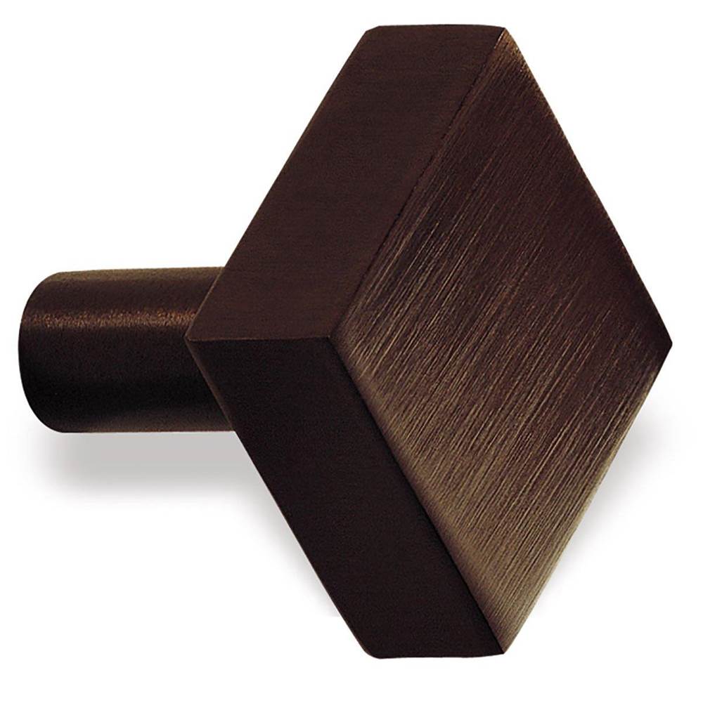 Colonial Bronze - 1'' Square Cabinet Knob with straight post hand finished in Distressed Oil Rubbed Bronze - Distressed Oil Rubbed Bronze