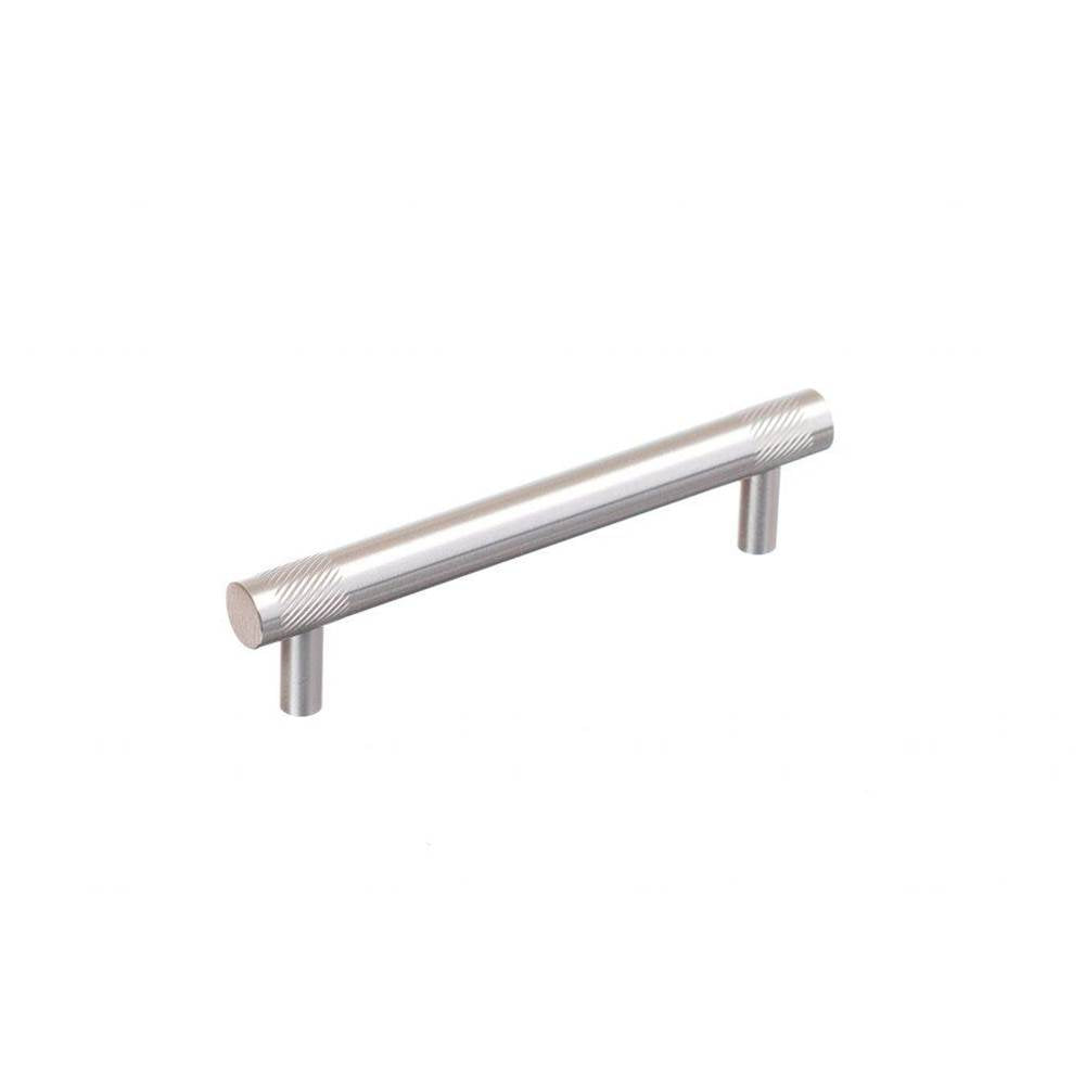 Colonial Bronze - 6'' center-to-center, 7.5'' overall, 0.625'' diameter Round, banded and single-knurled Cabinet Pull, Door Pull with straight posts hand finished in Matte Satin Brass - Matte Satin Brass