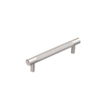 Colonial Bronze - 8'' center-to-center, 10'' overall, 0.75'' diameter Round, singled-knurled Cabinet Pull, Appliance Pull, Door Pull, Shower Door Pull with straight posts hand finished in Matte Satin Brass - Matte Satin Brass